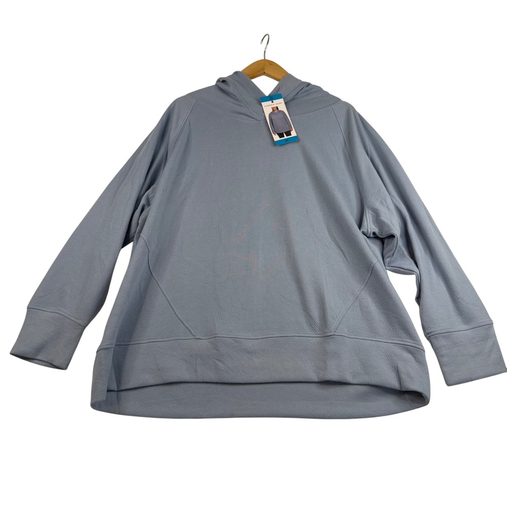 Marc New York Andrew Marc Blue Textured Pullover Hoodie Womens 2X NEW